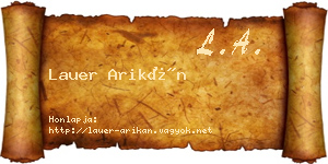 Lauer Arikán névjegykártya